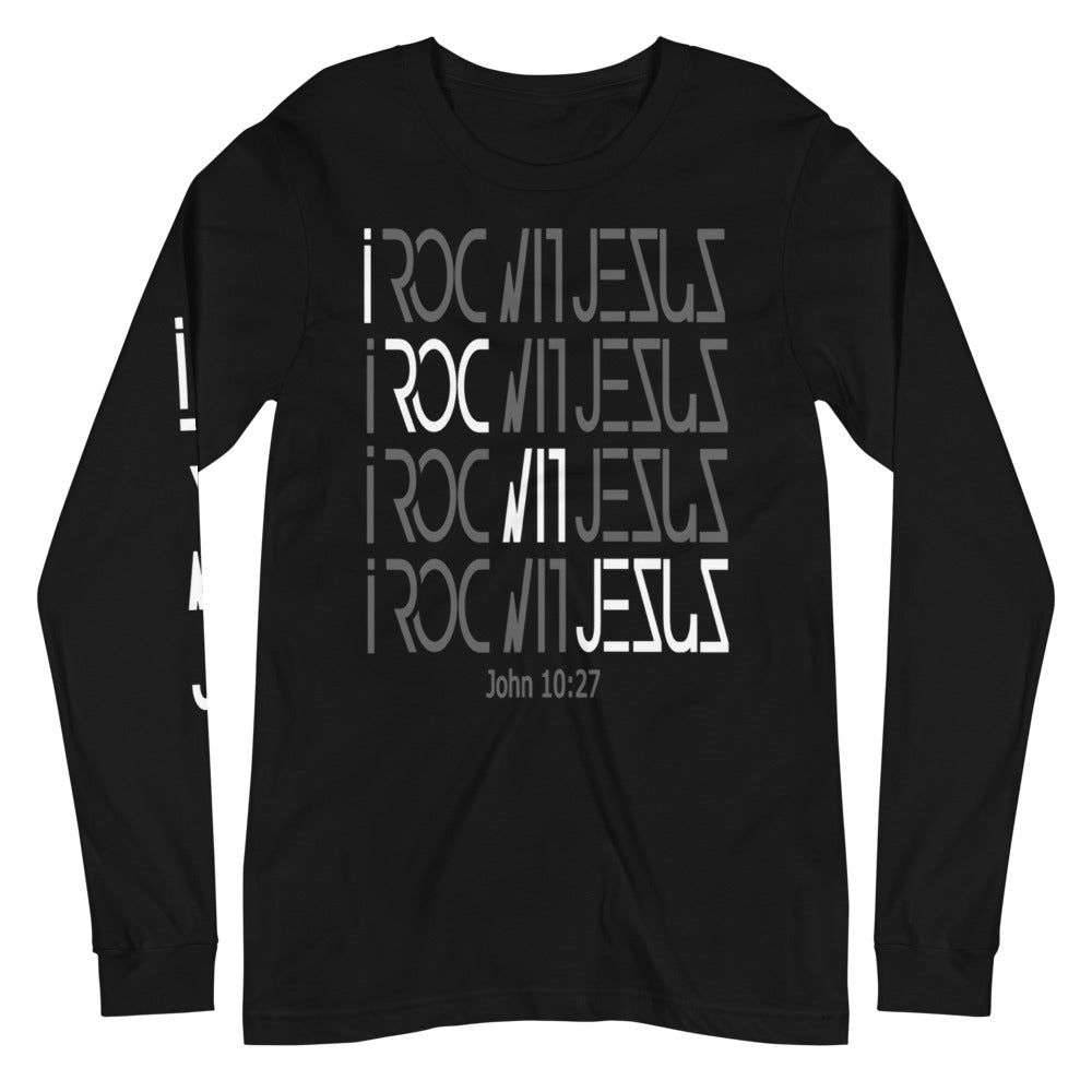 i ROC WIT JESUS Blk Unisex Long Sleeve Tee