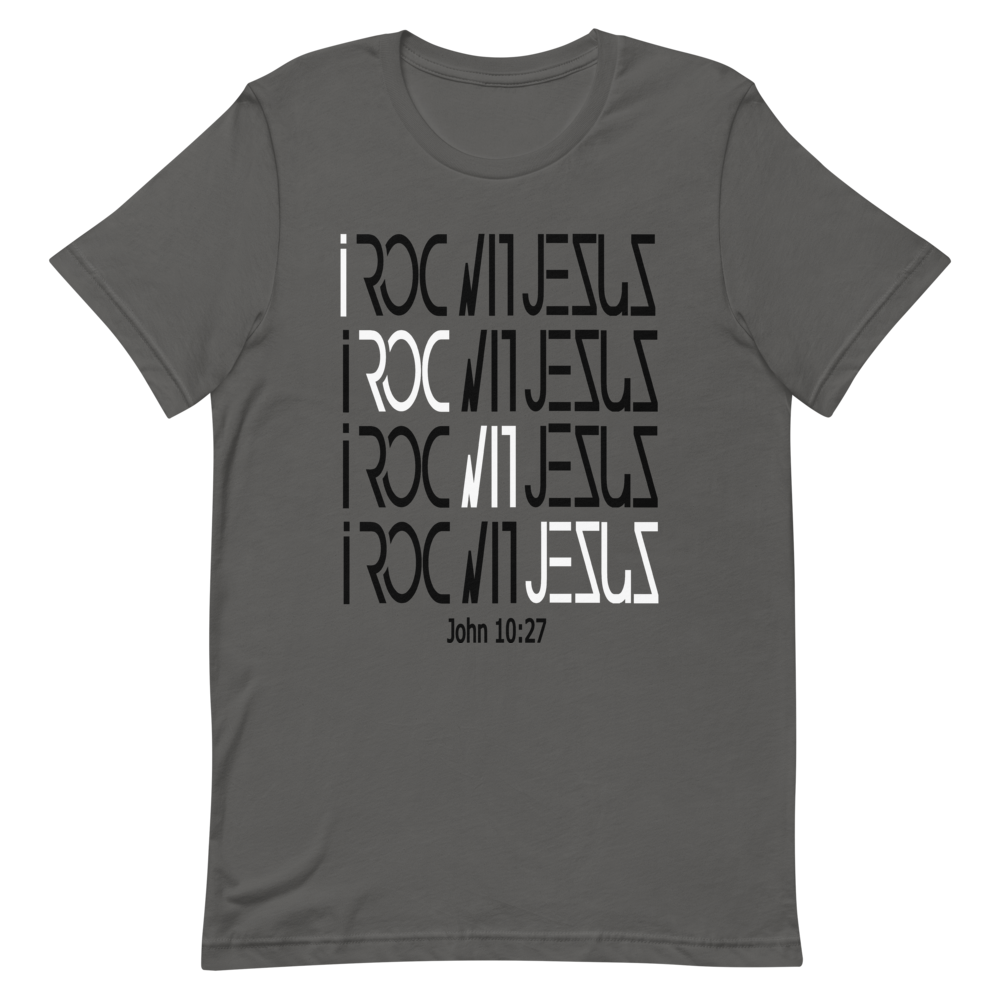 i ROC WIT JESUS Slanted Asphalt Gray Short-Sleeve Unisex T-Shirt