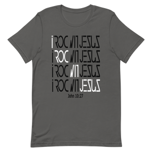 i ROC WIT JESUS Slanted Asphalt Gray Short-Sleeve Unisex T-Shirt