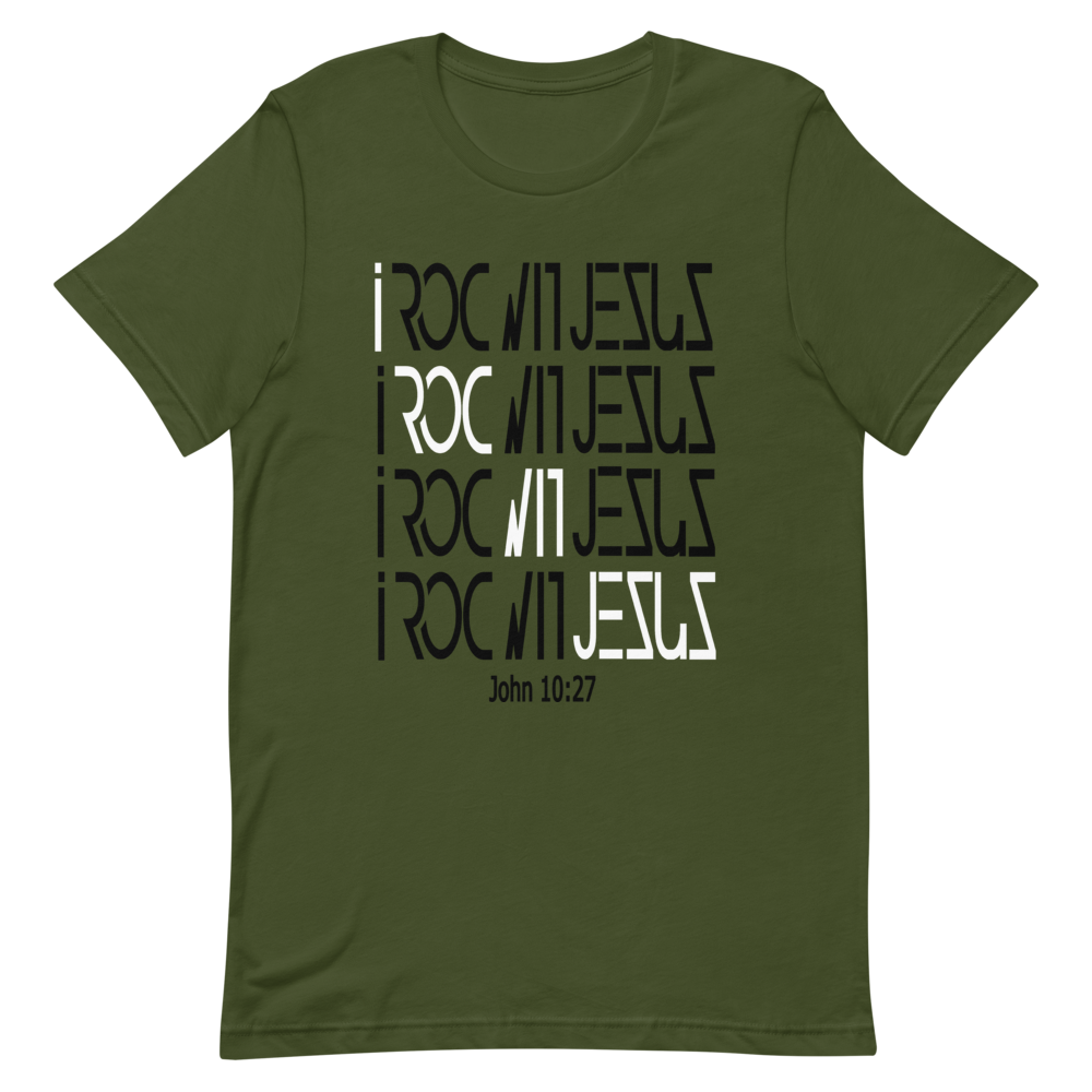 i ROC WIT JESUS Slanted Olive Short-Sleeve Unisex T-Shirt