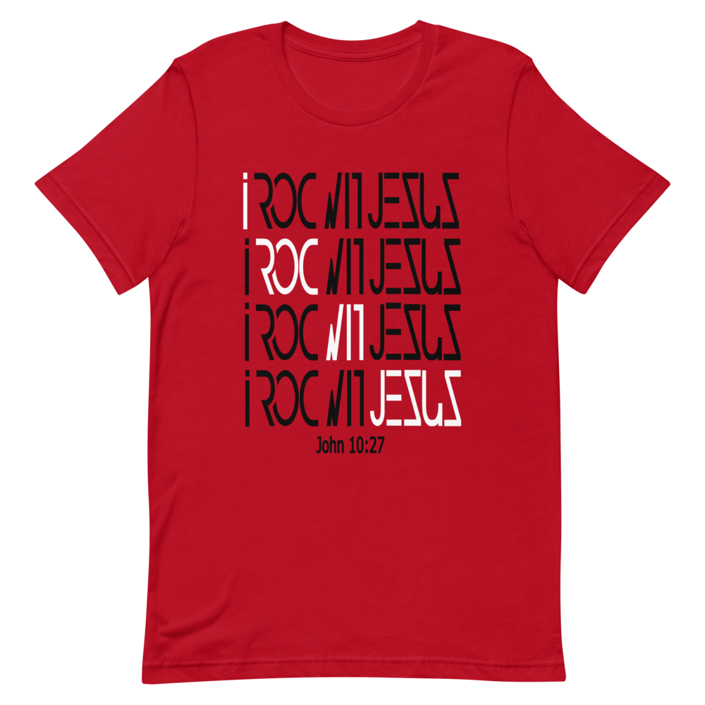 i ROC WIT JESUS Slanted Red Short-Sleeve Unisex T-Shirt