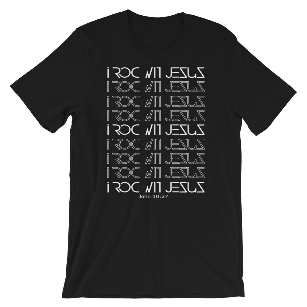 i ROC WIT JESUS Stack Short-Sleeve Black Unisex T-Shirt