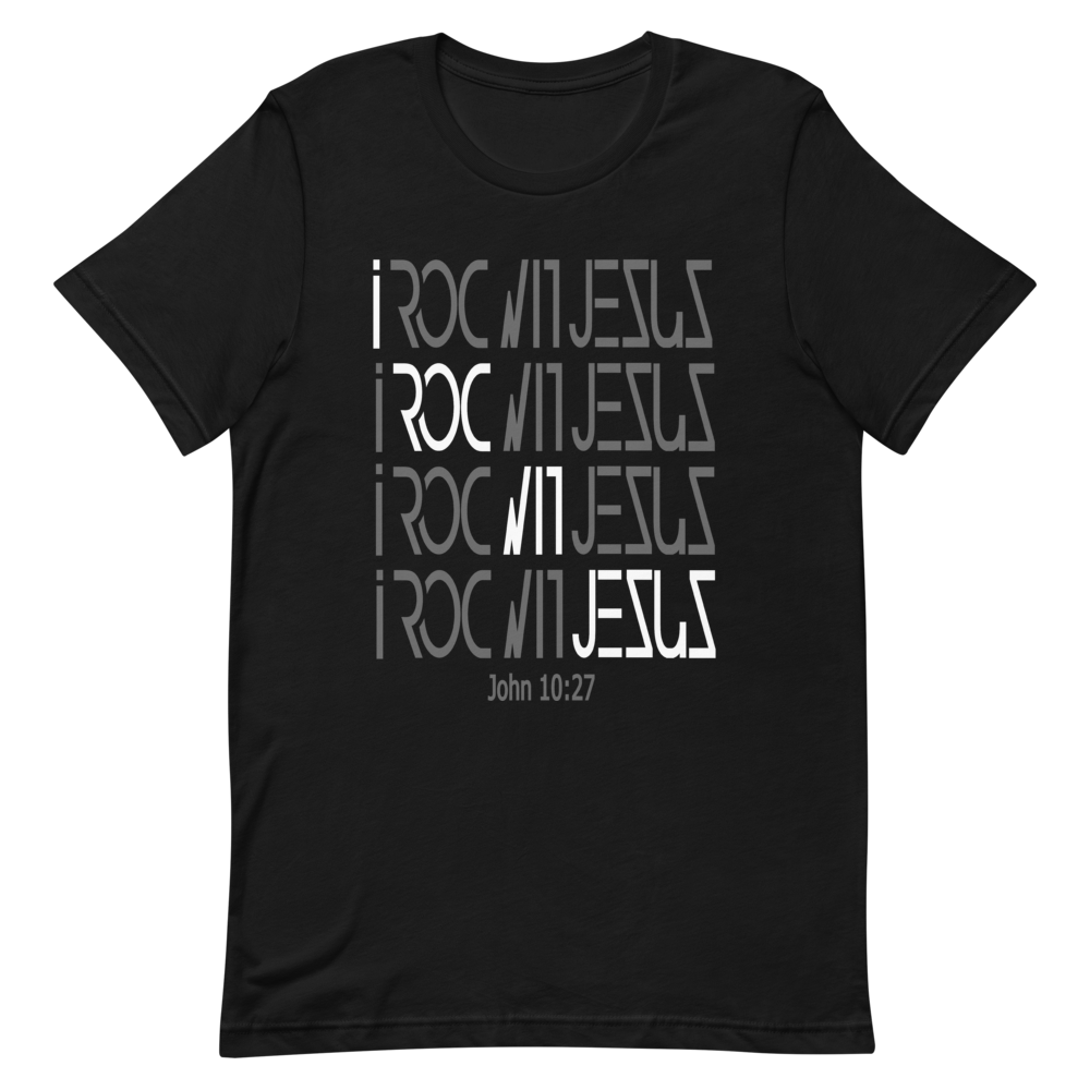 i ROC WIT JESUS Slanted Black Short-Sleeve Unisex T-Shirt