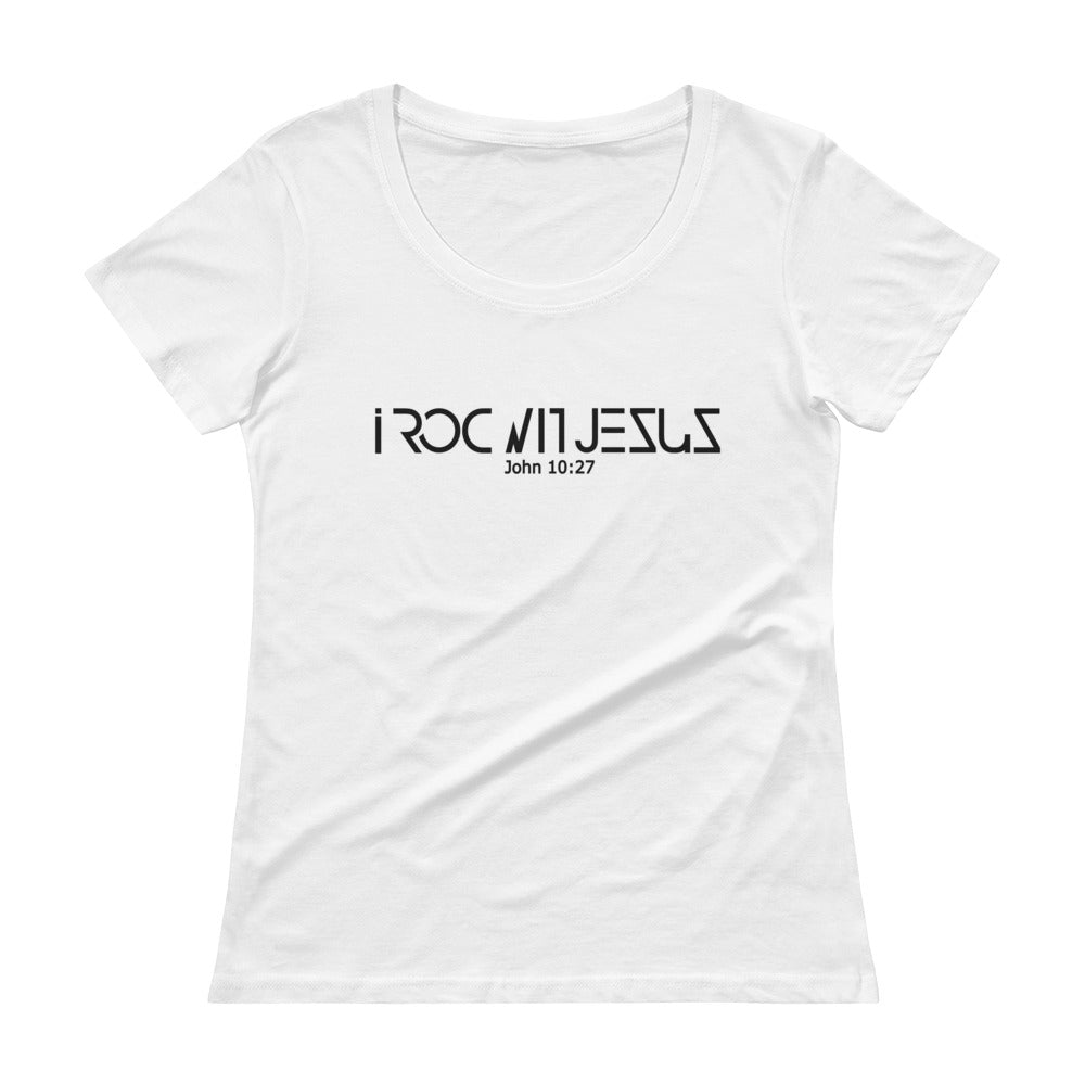 i ROC WIT JESUS CLASSIC LADIES WHITE SCOOP-NECK T-SHIRT