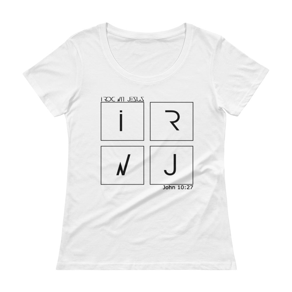 i ROC WIT JESUS Square Ladies' Scoopneck Wht 