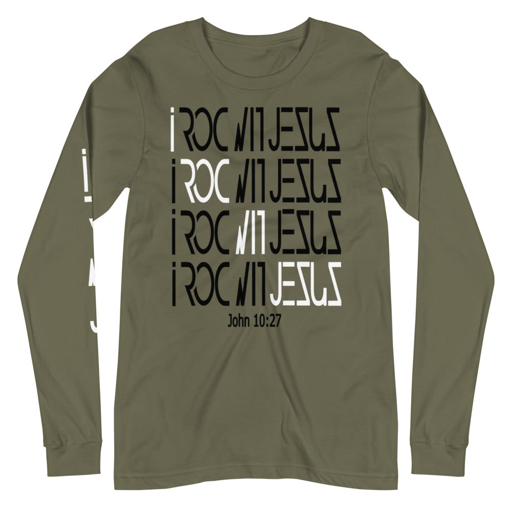 i ROC WIT JESUS Olive Unisex Long Sleeve Tee