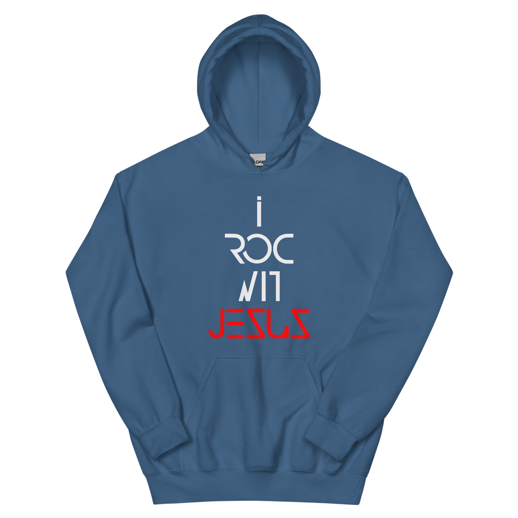 "i ROC WIT JESUS BIG & BOLD" Hoodie "INDIGO BLUE"