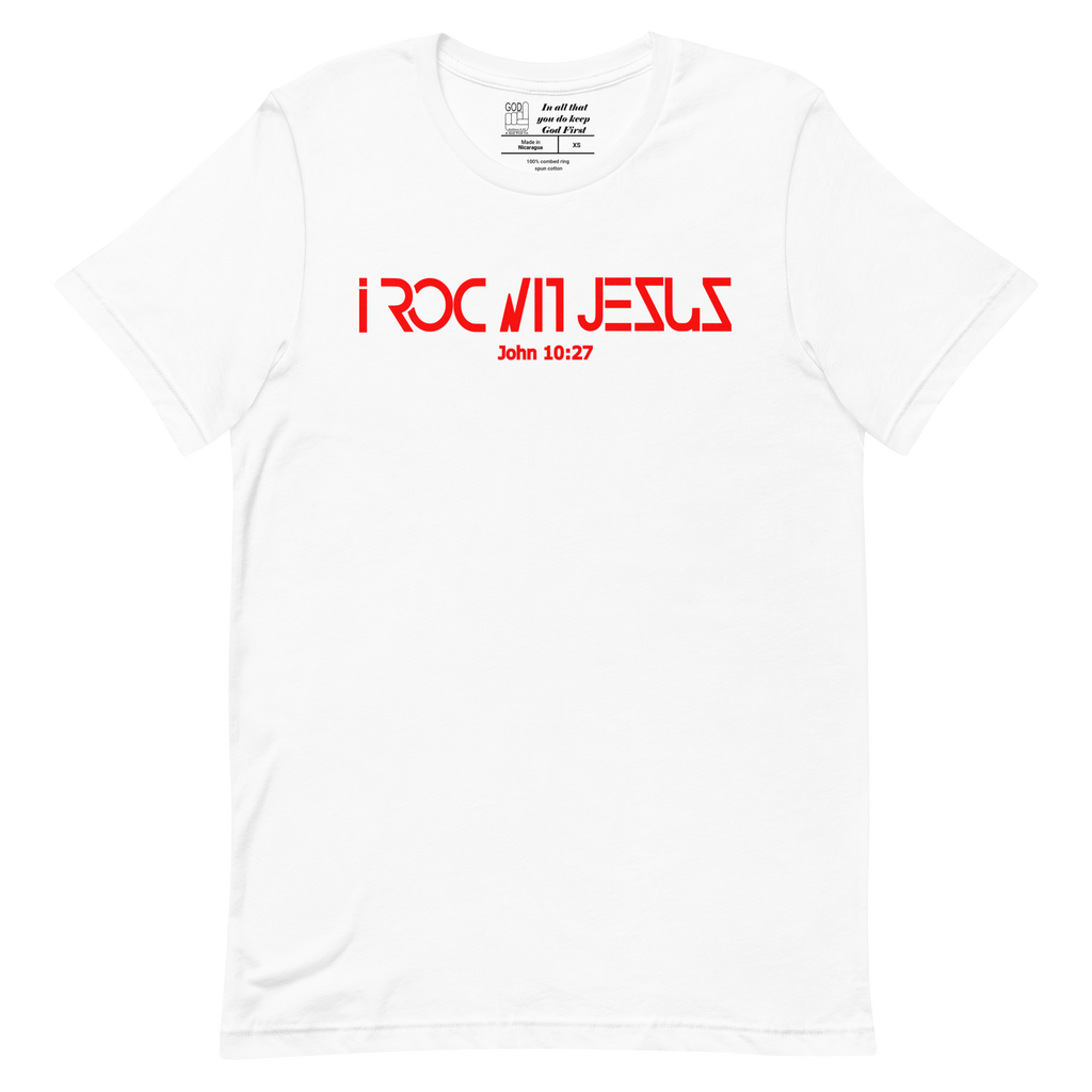 "i ROC WIT JESUS" Classic T-Shirt "WHITE/RED"